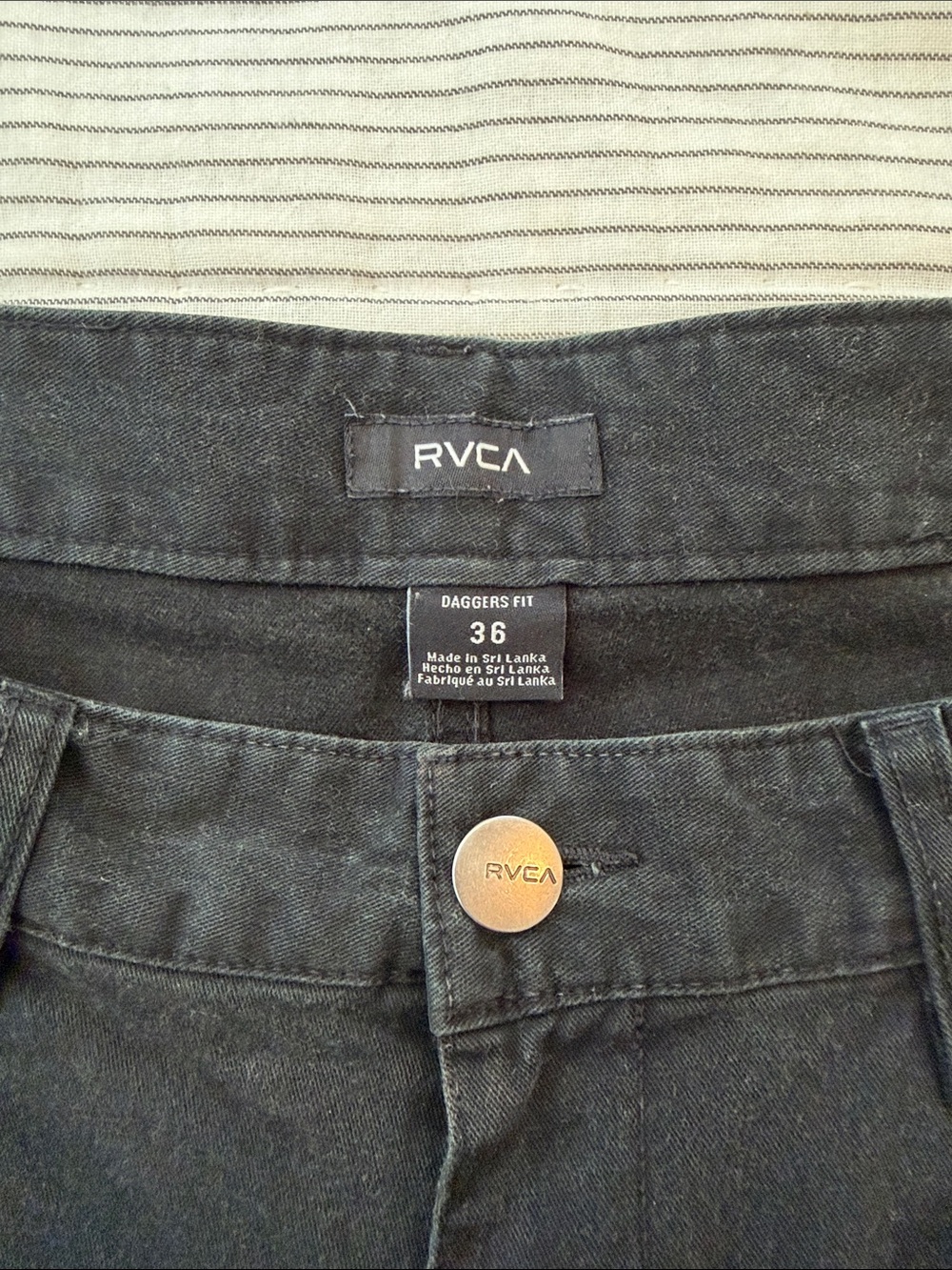 RVCA Men's Black Straight-Leg Jeans
